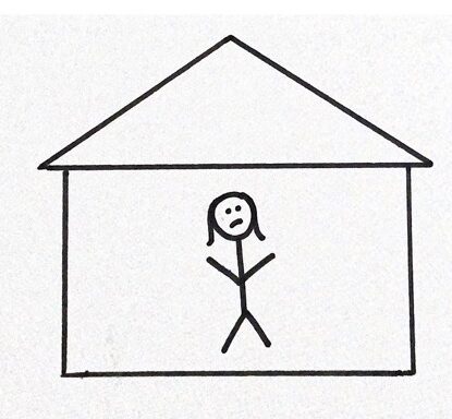 stick figure trapped in a house