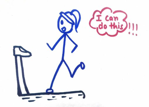 A girl running on a treadmill