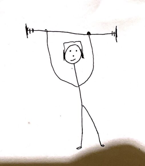 Me as a stick man doing a shoulder workout