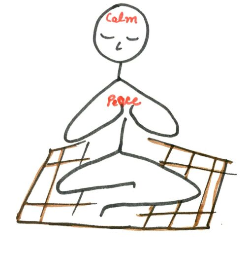 im this stick Figure, i am doing meditation on the mat without being distracted from the other problems and try my best to complete my today\'s ambition.