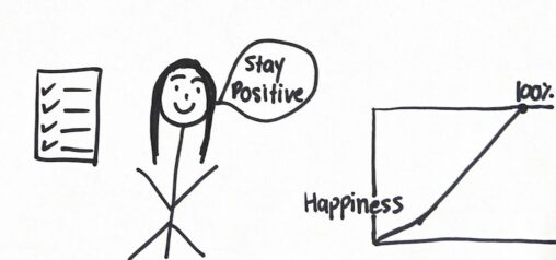 A girl standing next to a paper that has her positive results showing. The girl is sending out the message of staying positive at all times.