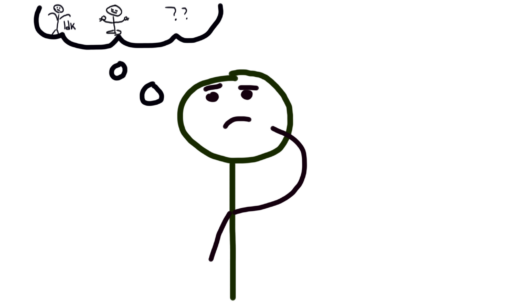 A stick figure is shown thinking in their head.