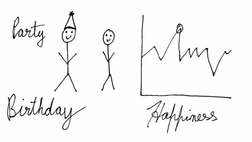 The stick figure is happy in the scene because it was his brother\'s birthday.